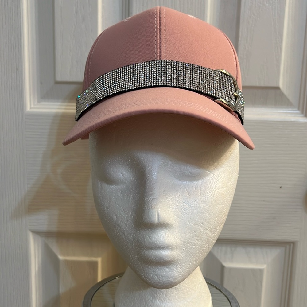 Pink women’s hat with chic shimmery bling. OSFM